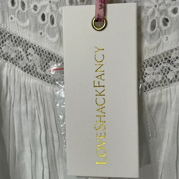 NWT LoveShackFancy Badyn Lace Inset Blouse True White - Size XS - Picture 3 of 7